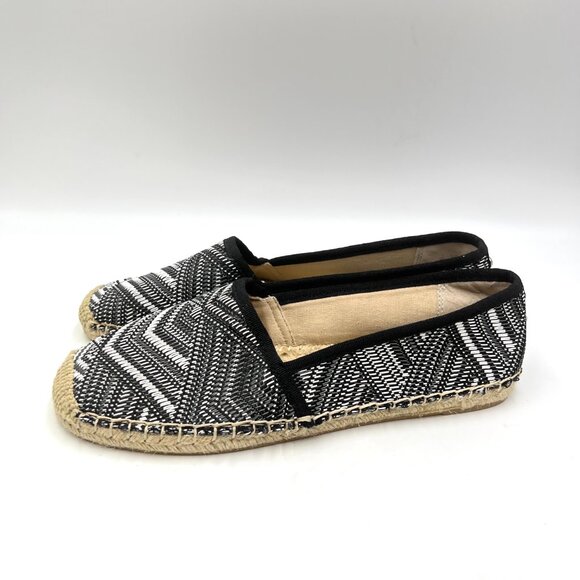 Sam Edelman Size 8 Lynn Black White Geometric Chevron Print Loafers Flats Shoes - Picture 5 of 12